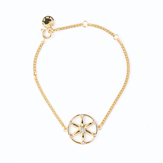 SEED OF LIFE dainty bracelet with a logo charm paved with Swarovski crystals
